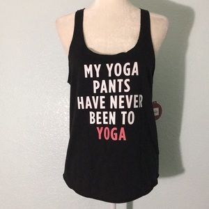 NWT “Never been to yoga” Racerback Tank 34PE